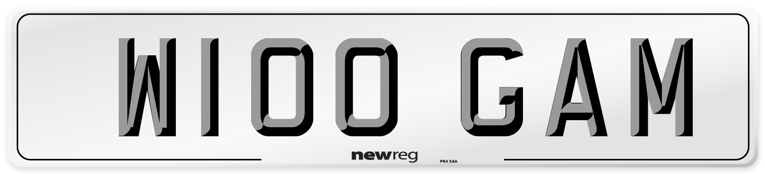 W100 GAM Number Plate from New Reg